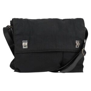GUCCI Shoulder Bag Nylon Black Silver 019.0308 Auth